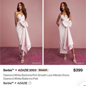 Azazie Ballerina Pink Asymmetrical Lace Dress